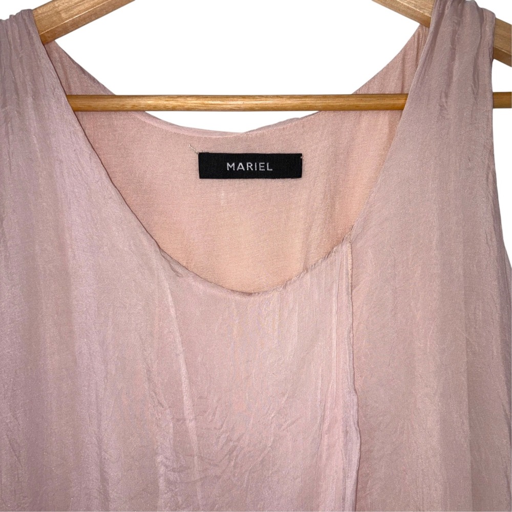 Mariel Tank Top Womens 100% Silk Layered Flowy Raw Hem Italy Boho Small Pink - Picture 3 of 8